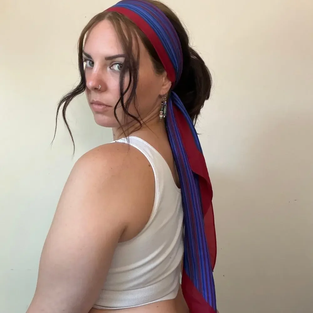 Vintage Purple & Red Head Scarf
